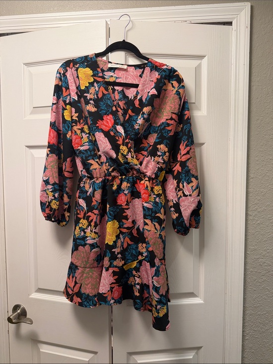 Dresses & Skirts - Floral Wrap Dress - Black Multi